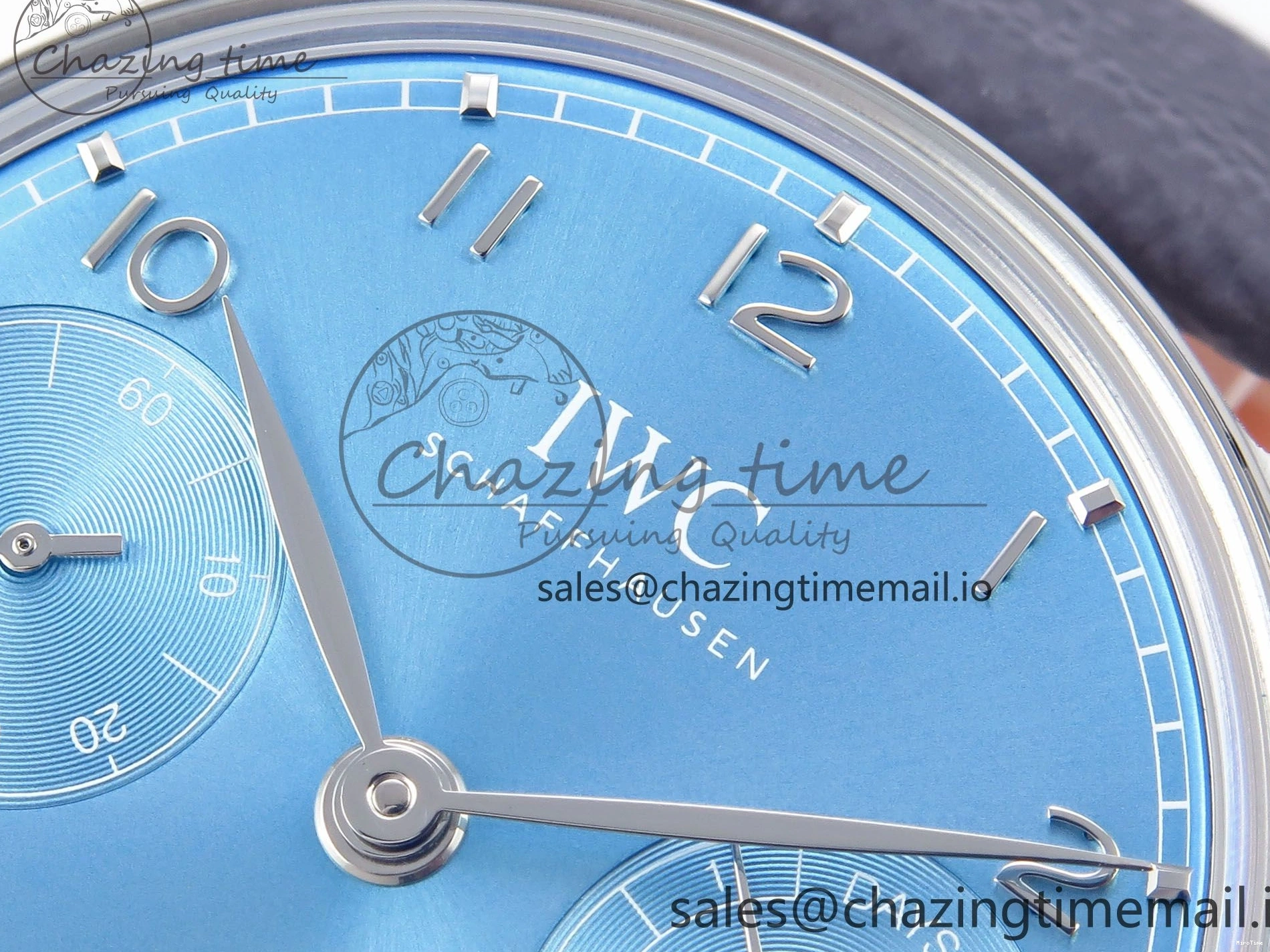 MIROTIME 0502 Lightweight Portugieser Automatic SS IW501708 APSF 1:1 Best Edition Light Blue Dial on Gray Leather Strap A 7012